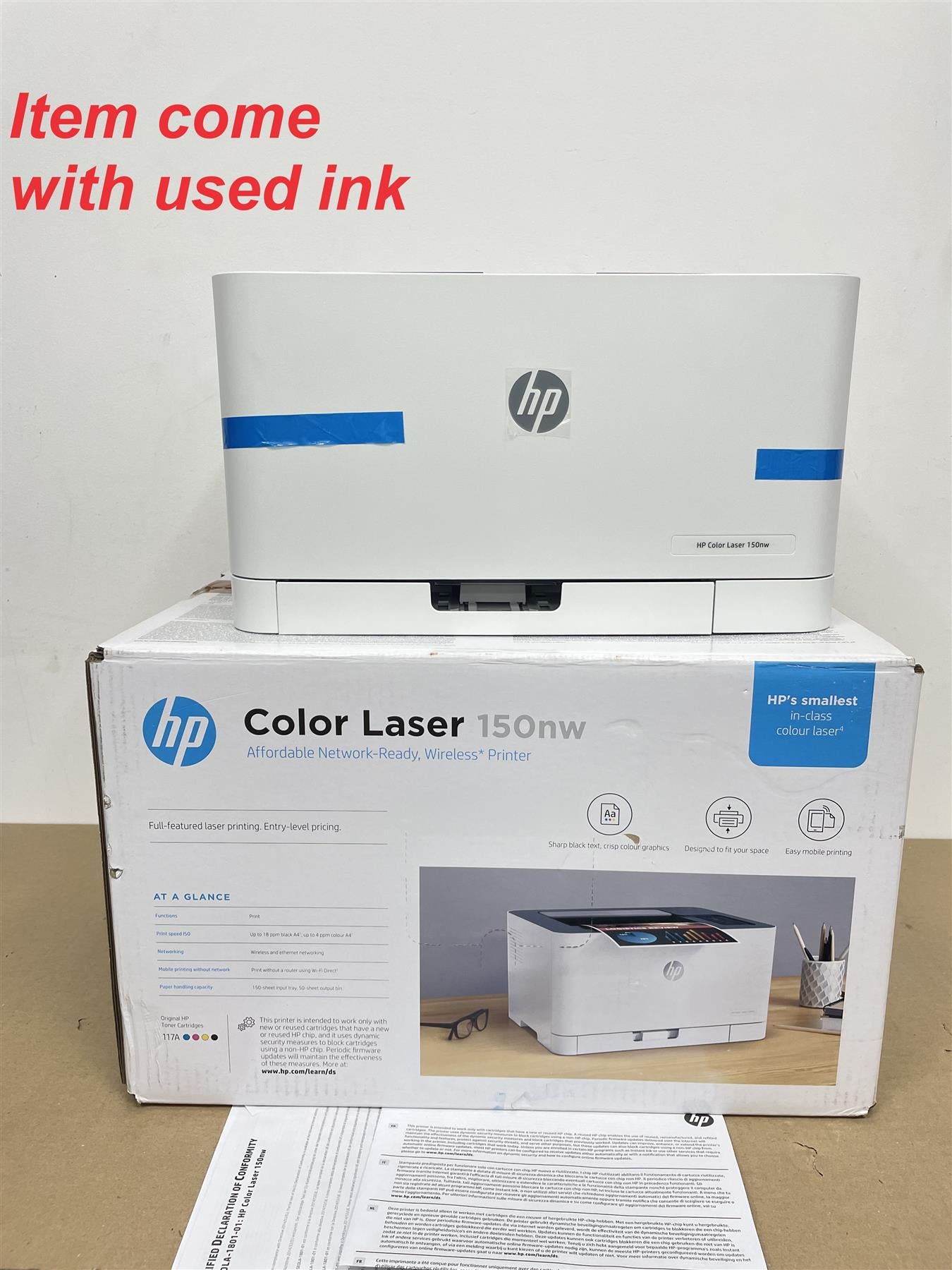 New Other HP LaserJet 150NW Colour Wireless Laser Printer Airprint - Used Inks