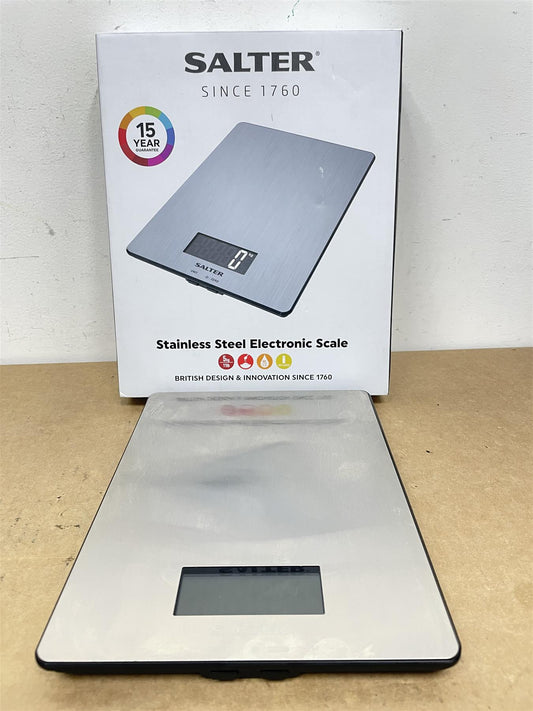 Salter Digital Kitchen Scale Brushed Stainless Steel Measures Food Liquid 5kg