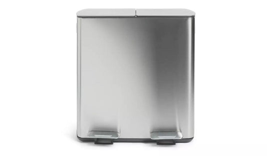 Habitat 40 Litre Twin Compartment foot pedals Bin for household waste  - Silver