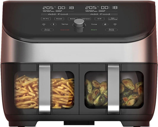 Instant Vortex PLUS ClearCook 7.6L Digital Dual Air Fryer Reheat Stainless Steel