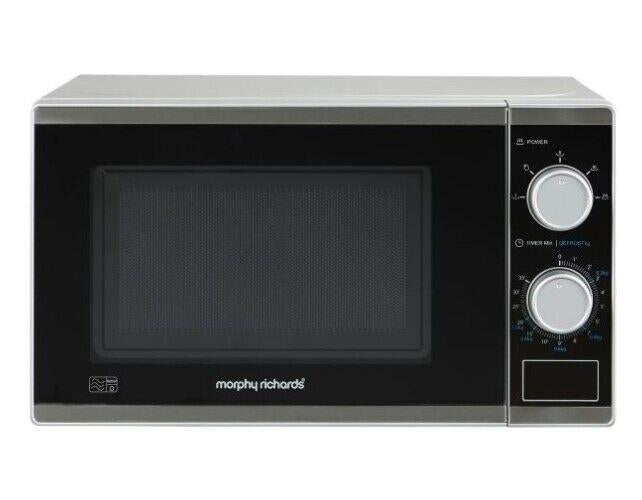 Morphy Richards 800W Standard Microwave Oven 20L Manual Dial Defrost Silver